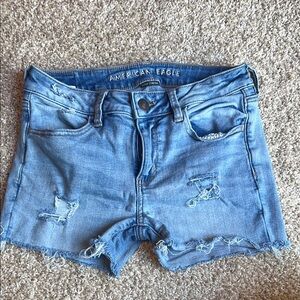 American Eagle Outfitters Blue Jean Shorts Distressed Cut-Off Style